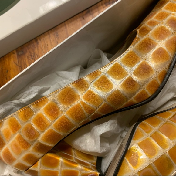 💝 Golden croco Vintage Pavane golden orange crocodile style heels in the 1980s - Picture 3 of 15